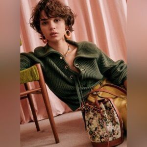 Sezane Peter Sweater in Khaki Green Size XS